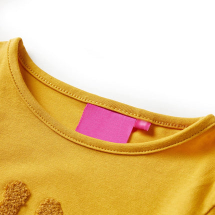 Langærmet T-shirt til børn str. 116 okkergul