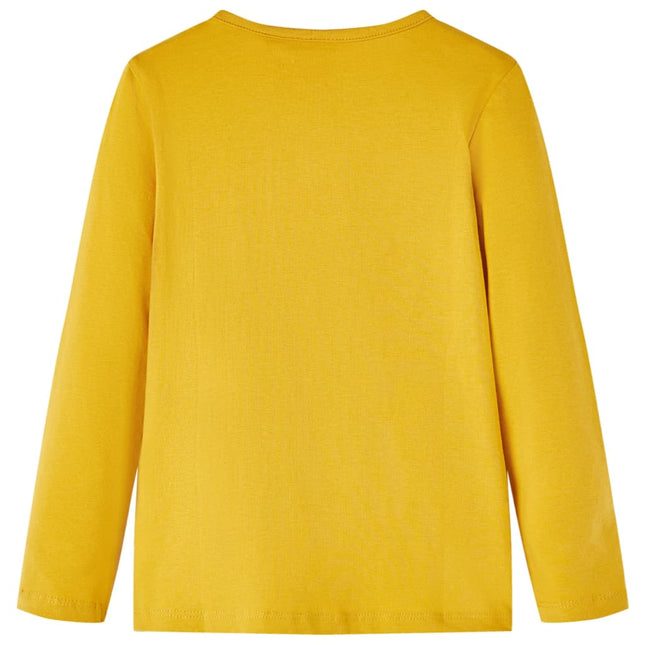 Langærmet T-shirt til børn str. 128 okkergul