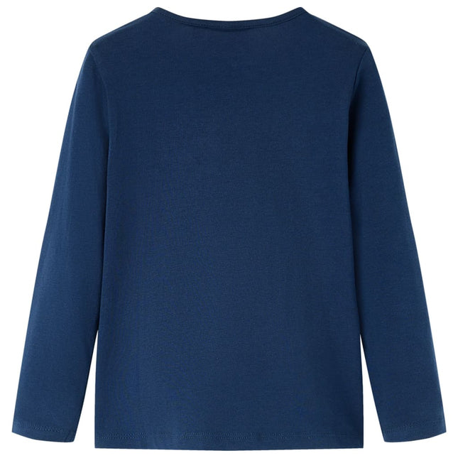 Langærmet T-shirt til børn str. 116 marineblå
