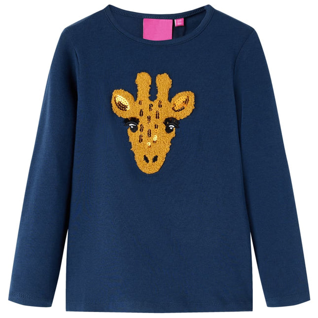 Langærmet T-shirt til børn str. 128 marineblå
