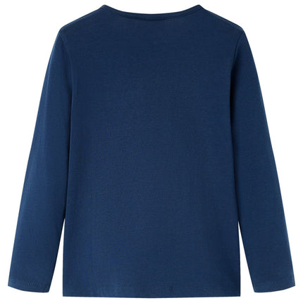 Langærmet T-shirt til børn str. 128 marineblå