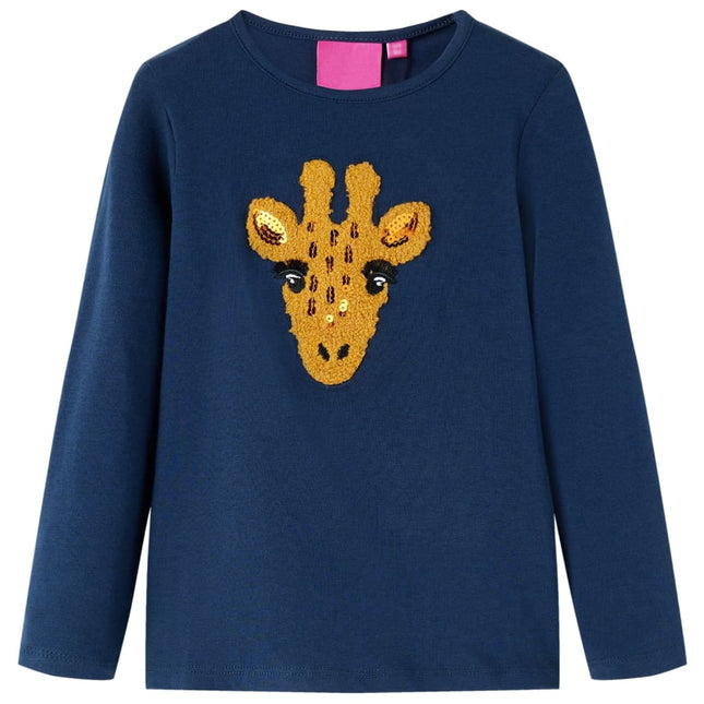 Langærmet T-shirt til børn str. 140 marineblå