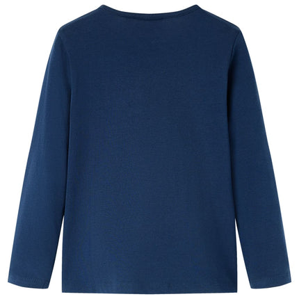 Langærmet T-shirt til børn str. 140 marineblå