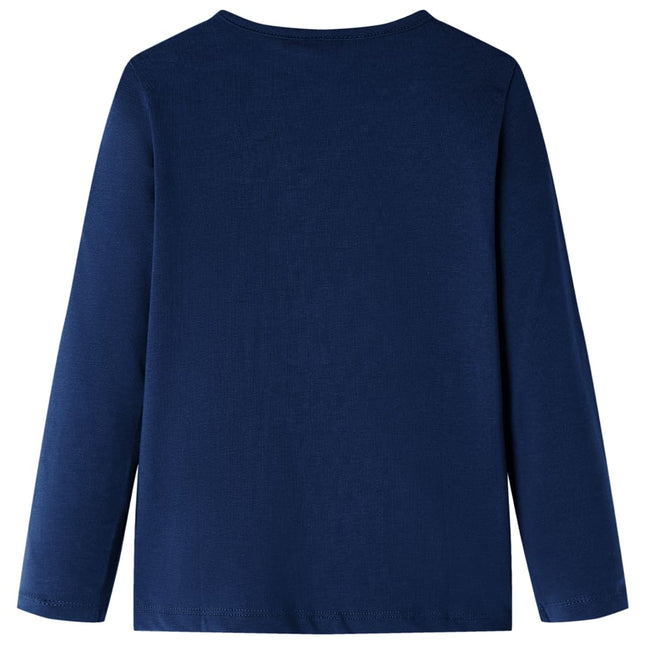 Langærmet T-shirt til børn str. 104 marineblå