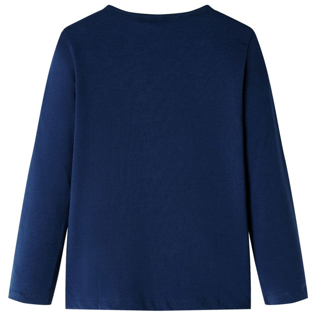 Langærmet T-shirt til børn str. 116 marineblå