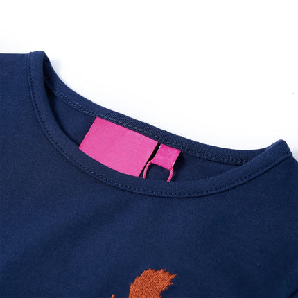 Langærmet T-shirt til børn str. 128 marineblå
