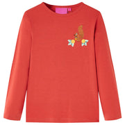Langærmet T-shirt til børn str. 92 rød
