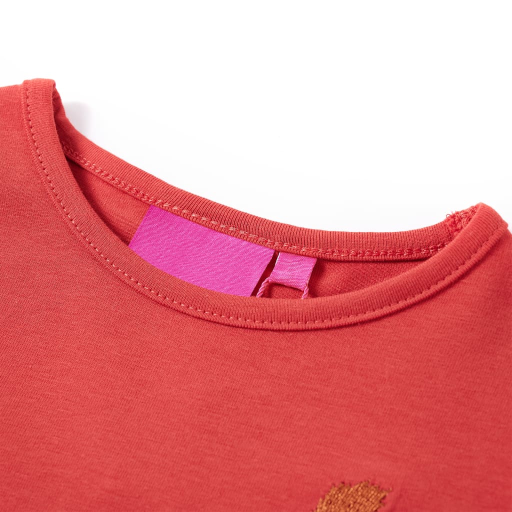 Langærmet T-shirt til børn str. 92 rød