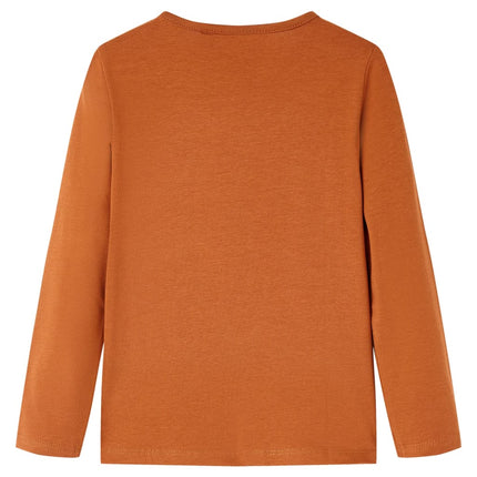 Langærmet T-shirt til børn str. 140 cognacfarvet