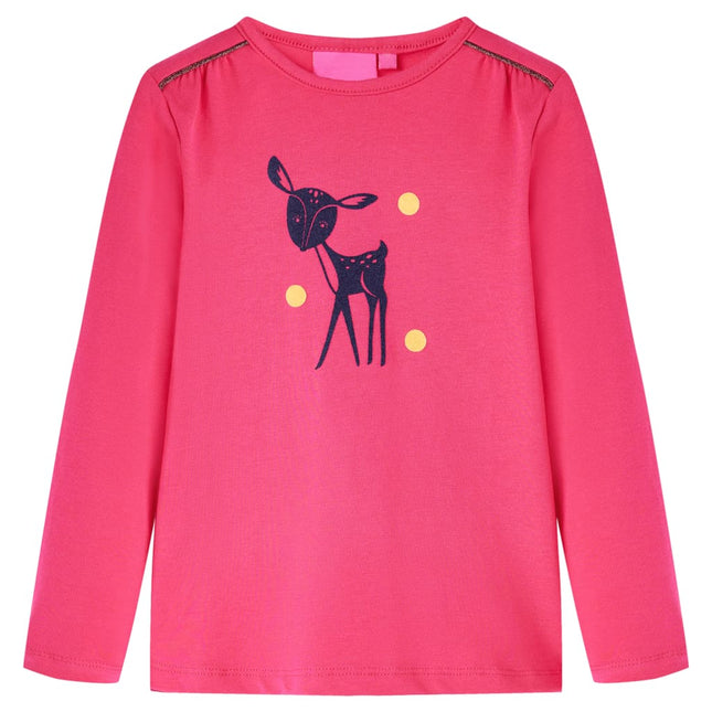 Langærmet T-shirt til børn str. 116 pink