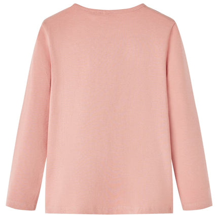 Langærmet T-shirt til børn str. 128 lyserød
