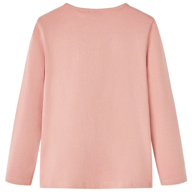 Langærmet T-shirt til børn str. 128 lyserød