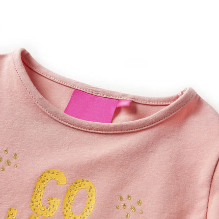 Langærmet T-shirt til børn str. 128 lyserød