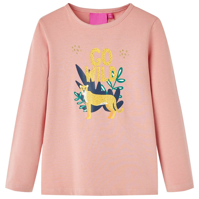 Langærmet T-shirt til børn str. 140 lyserød