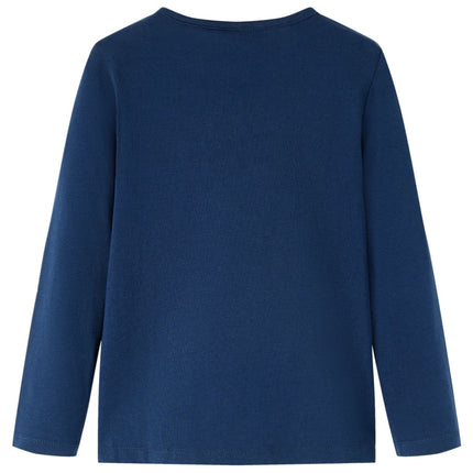 Langærmet T-shirt til børn str. 128 marineblå
