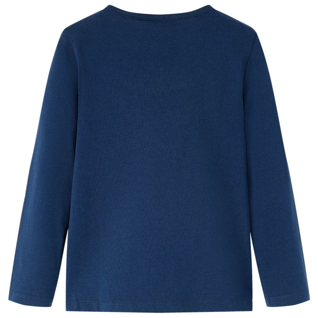 Langærmet T-shirt til børn str. 128 marineblå