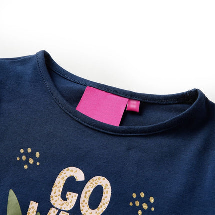 Langærmet T-shirt til børn str. 128 marineblå