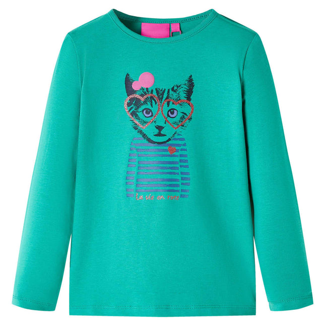 Langærmet T-shirt til børn str. 116 cm lysegrøn