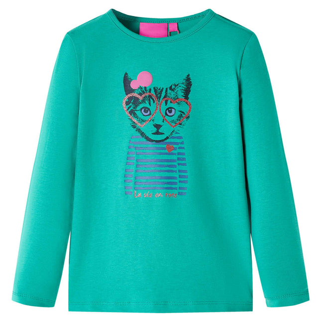 Langærmet T-shirt til børn str. 128 cm lysegrøn