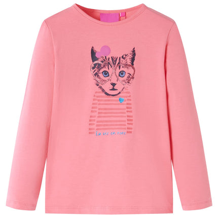 Langærmet T-shirt til børn str. 104 lyserød