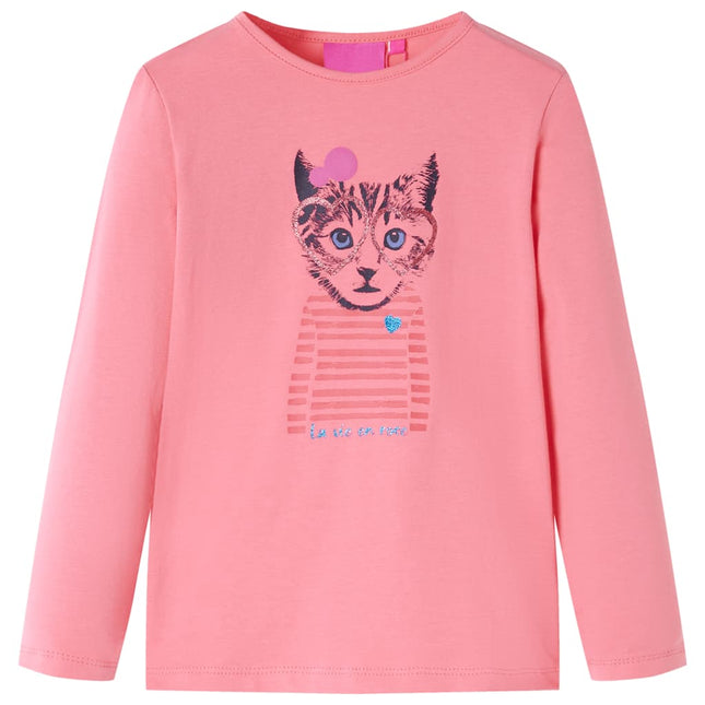 Langærmet T-shirt til børn str. 116 lyserød