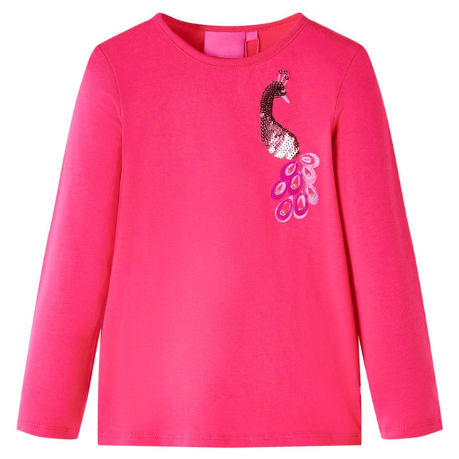 Langærmet T-shirt til børn str. 116 pink