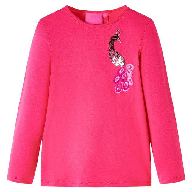 Langærmet T-shirt til børn str. 128 pink