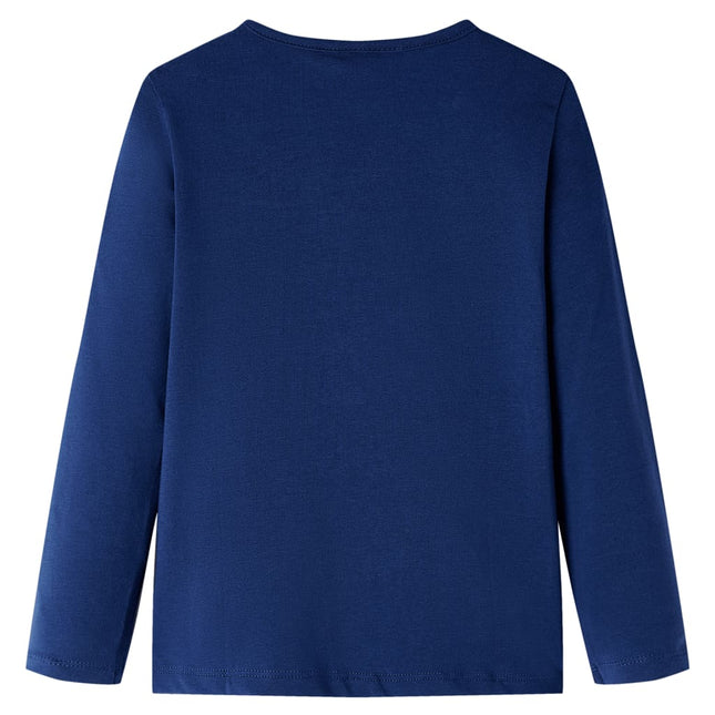 Langærmet T-shirt til børn str. 104 marineblå