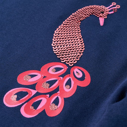 Langærmet T-shirt til børn str. 104 marineblå
