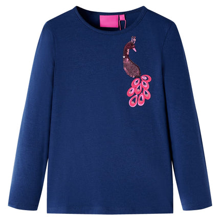 Langærmet T-shirt til børn str. 128 marineblå