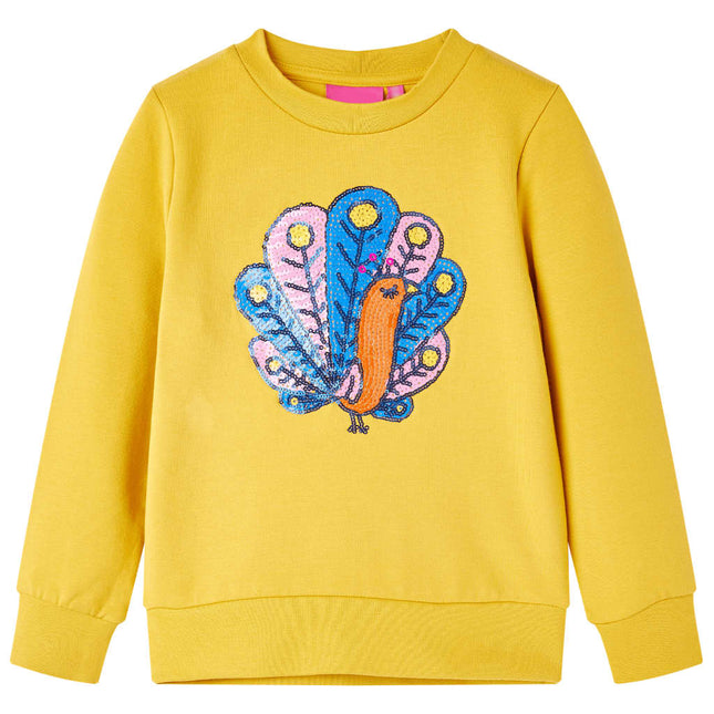 Sweatshirt til børn str. 116 okkerfarvet
