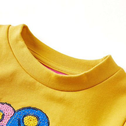Sweatshirt til børn str. 128 okkerfarvet