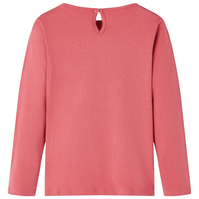 Langærmet T-shirt til børn str. 92 gammelrosa