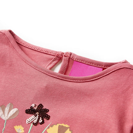 Langærmet T-shirt til børn str. 104 gammelrosa