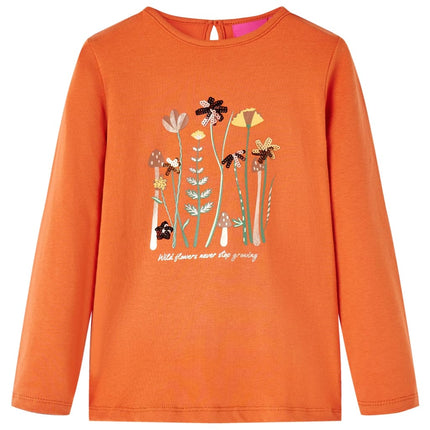 Langærmet T-shirt til børn str. 104 cm orange