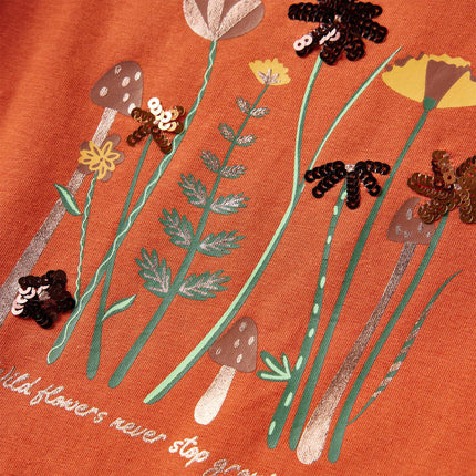 Langærmet T-shirt til børn str. 104 cm orange