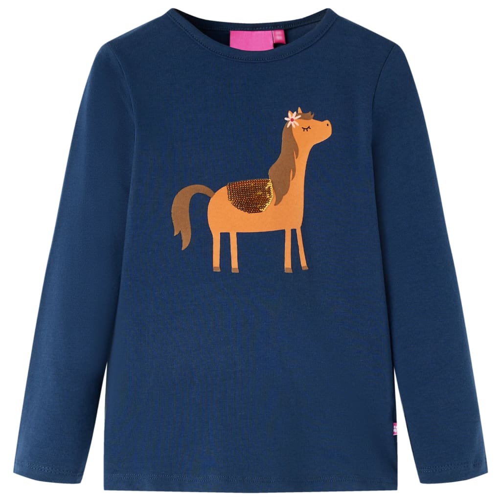 Langærmet T-shirt til børn str. 104 marineblå