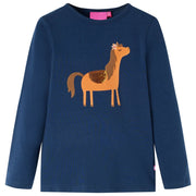 Langærmet T-shirt til børn str. 104 marineblå