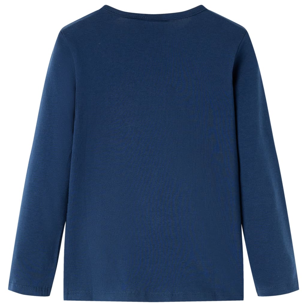 Langærmet T-shirt til børn str. 104 marineblå