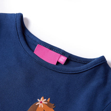 Langærmet T-shirt til børn str. 104 marineblå