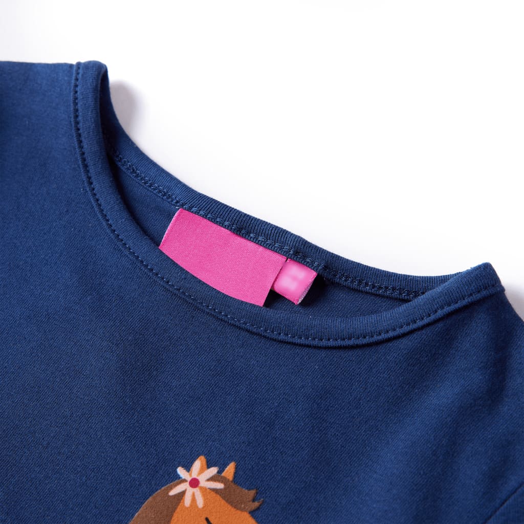 Langærmet T-shirt til børn str. 104 marineblå