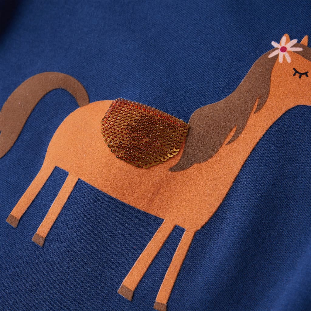 Langærmet T-shirt til børn str. 104 marineblå