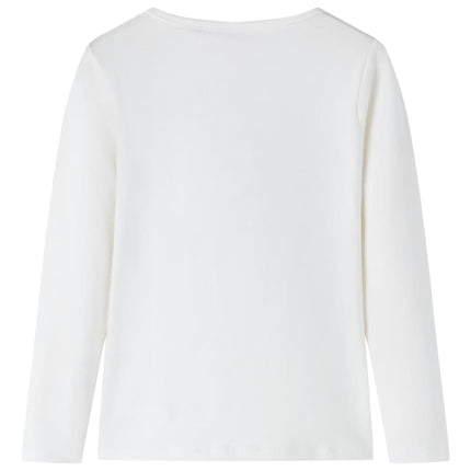 Langærmet T-shirt til børn str. 128 ecrufarvet