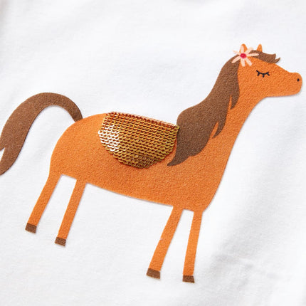 Langærmet T-shirt til børn str. 128 ecrufarvet