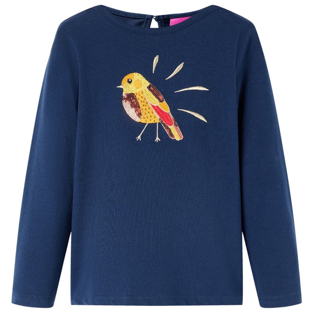 Langærmet T-shirt til børn str. 104 marineblå
