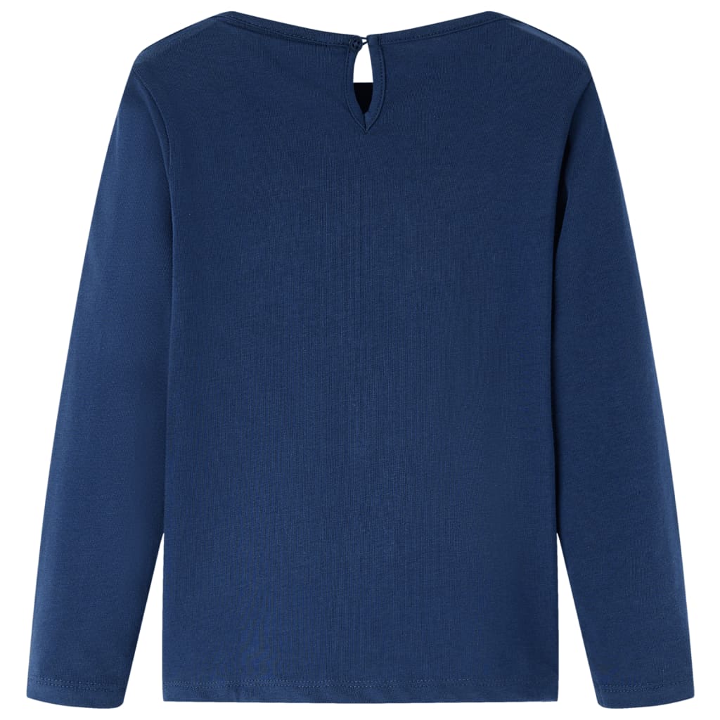 Langærmet T-shirt til børn str. 104 marineblå