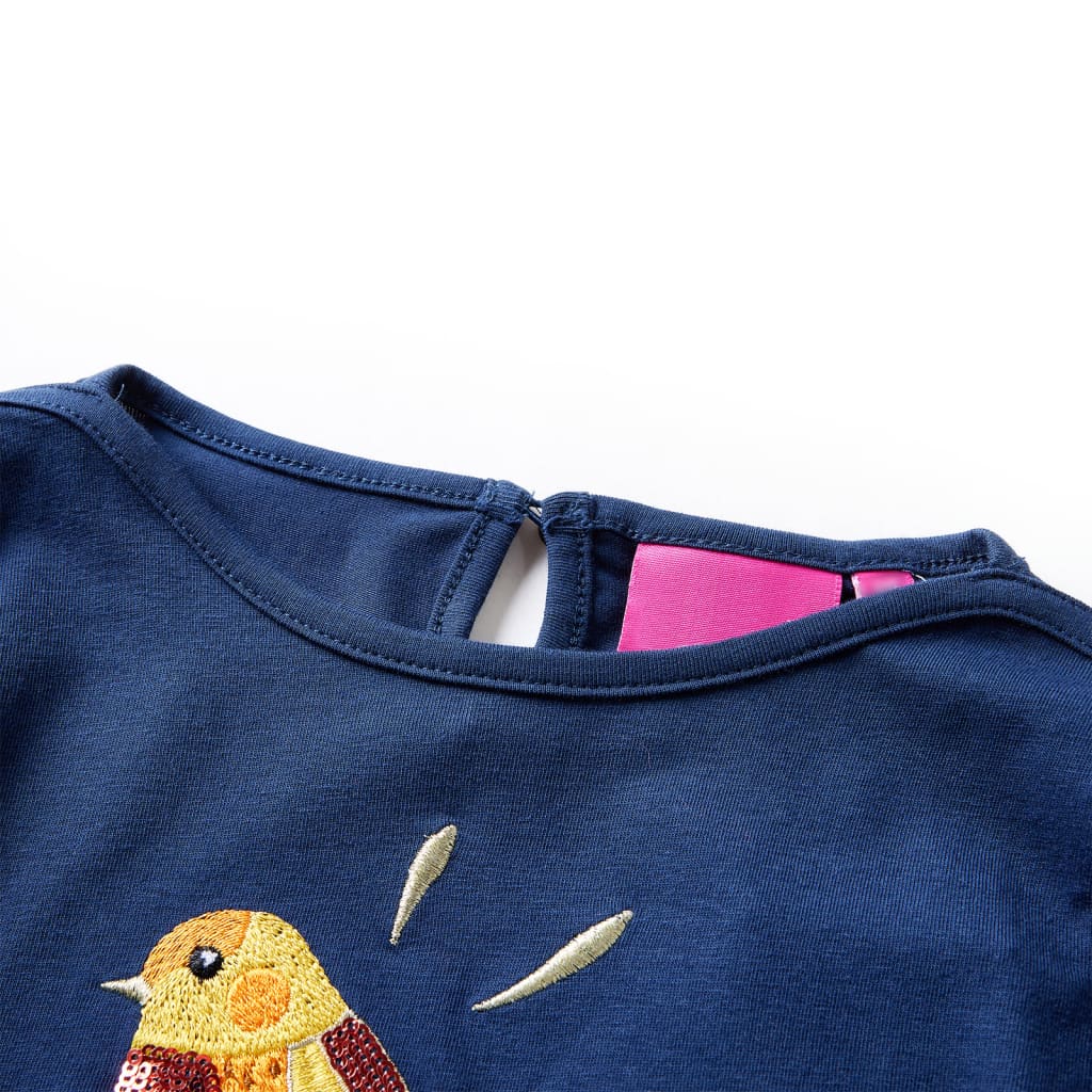 Langærmet T-shirt til børn str. 104 marineblå