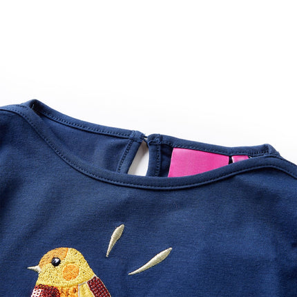 Langærmet T-shirt til børn str. 116 marineblå