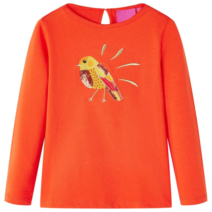 Langærmet T-shirt til børn str. 92 orange