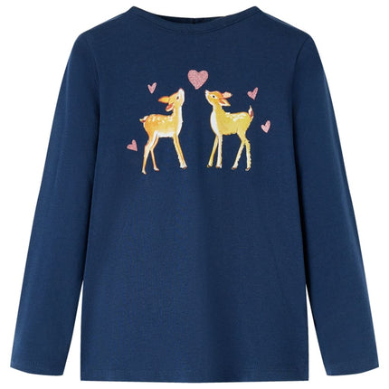 Langærmet T-shirt til børn str. 92 marineblå